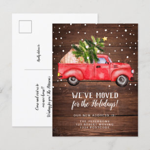 Vintager Retro-Truck Weihnachtsbaumholz bewegt Ankündigungspostkarte