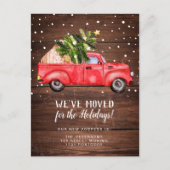 Vintager Retro-Truck Weihnachtsbaumholz bewegt Ankündigungspostkarte (Vorderseite)