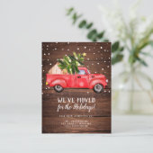 Vintager Retro-Truck Weihnachtsbaumholz bewegt Ankündigungspostkarte (Stehend Vorderseite)
