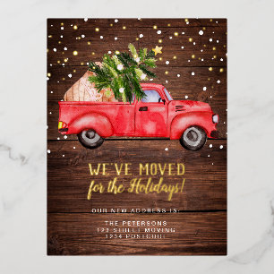 Vintager Retro-Truck Weihnachtsbaumholz bewegt Folien Feiertagspostkarte