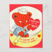 Vintager Retro-Valentinbär Postkarte (Vorderseite)