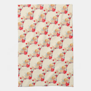 Vintager/Retro Valentine-Engel Handtuch