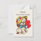 Vintager Retro-Valentinhund füttert Mitteilungskarte (Vorderseite)