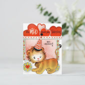 Vintager Retro-Valentinlion Feiertagspostkarte (Stehend Vorderseite)