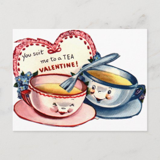 Vintager Retro-Valentinstag Feiertagspostkarte (Vorderseite)