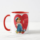 Vintager Retro-Valentinstag, Junge Angelherzen Tasse (Links)