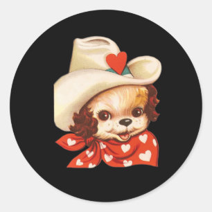 Vintager Retro Valentinstag Welpen Valentine Runder Aufkleber