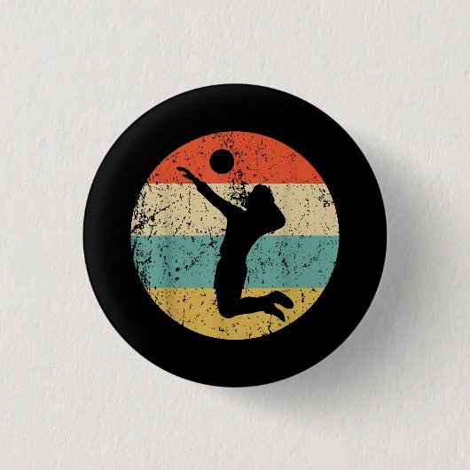 Vintager Retro-Volleyballspieler Button (Vorderseite)