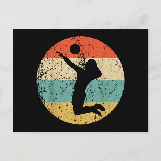 Vintager Retro-Volleyballspieler Feiertagspostkarte (Vorderseite)