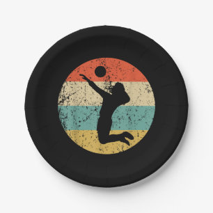 Vintager Retro-Volleyballspieler Pappteller