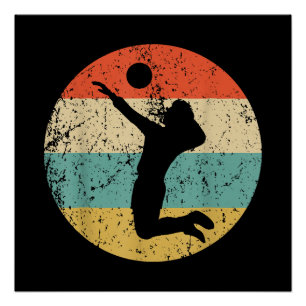 Vintager Retro-Volleyballspieler Poster