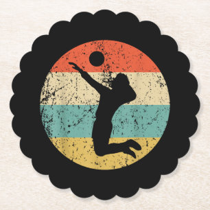 Vintager Retro-Volleyballspieler Untersetzer