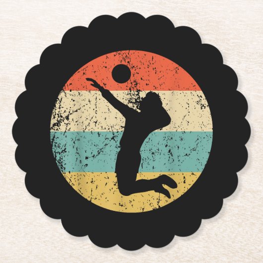 Vintager Retro-Volleyballspieler Untersetzer (Vorderseite)