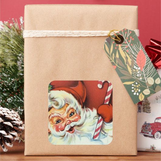 Vintager Retro Weihnachts Weihnachtsfest Weihnacht Quadratischer Aufkleber (Feiertag)