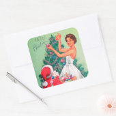 Vintager Retro-Weihnachtsaufkleber Quadratischer Aufkleber (Umschlag)