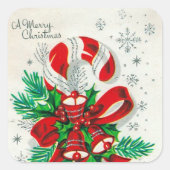 Vintager Retro-Weihnachtscreme Quadratischer Aufkleber (Vorderseite)