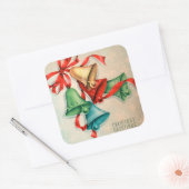 Vintager Retro Weihnachtsgeschenk-Aufkleber Quadratischer Aufkleber (Umschlag)