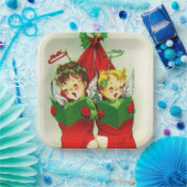 Vintager Retro Weihnachtskinder Teller (Party)