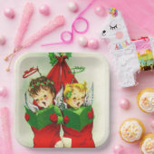 Vintager Retro Weihnachtskinder Teller (Party)