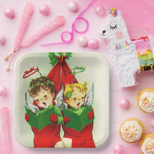 Vintager Retro Weihnachtskinder Teller (Party)