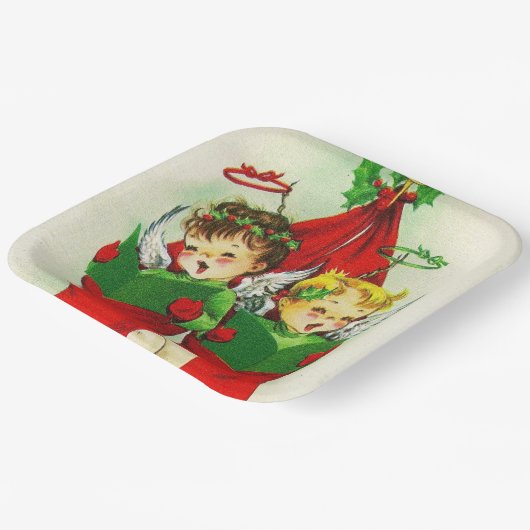 Vintager Retro Weihnachtskinder Teller (Gewinkelt)