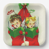 Vintager Retro Weihnachtskinder Teller (Vorderseite)