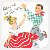 Vintager Retro-Weihnachtskino-Aufkleber Party Quadratischer Aufkleber (Vorderseite)