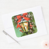 Vintager Retro Weihnachtslampe Weihnachtsaufkleber Quadratischer Aufkleber (Umschlag)