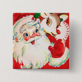 Vintager retro Weihnachtssankt-Renknopf Button