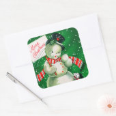 Vintager Retro Weihnachtsschneeaufkleber Quadratischer Aufkleber (Umschlag)