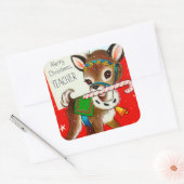 Vintager Retro-Weihnachtstipendiat Quadratischer Aufkleber (Umschlag)