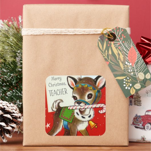 Vintager Retro-Weihnachtstipendiat Quadratischer Aufkleber (Feiertag)