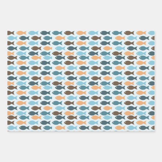 Vintager Retrofisch Geschenkpapier Set (Vorderseite)