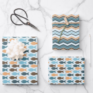 Vintager Retrofisch Geschenkpapier Set