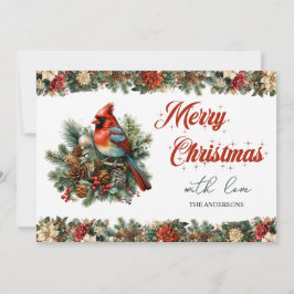 Vintager Retroklassiker mit klassischem Rot-Kardin Feiertagskarte