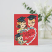 Vintager Retrolehrer Valentinstag Feiertagspostkarte (Stehend Vorderseite)