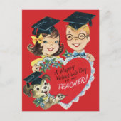 Vintager Retrolehrer Valentinstag Feiertagspostkarte (Vorderseite)