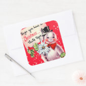 Vintager Retrosnowman Holiday Aufkleber (Umschlag)