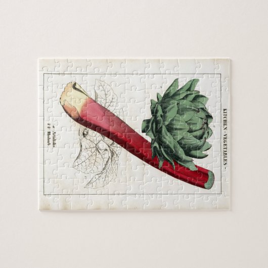 Vintager Rhabarber-botanischer Druck Puzzle (Horizontal)