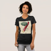 Vintager Rhabarber-botanischer Druck T-Shirt (Vorne ganz)