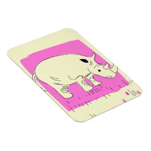 Vintager Rhino Cartoon Magnet