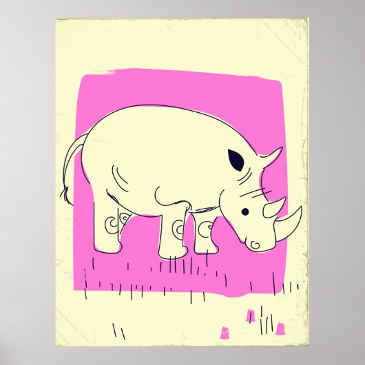 Vintager Rhino Cartoon Poster (Vorne)