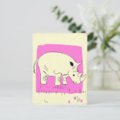 Vintager Rhino Cartoon Postkarte (Stehend Vorderseite)