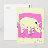 Vintager Rhino Cartoon Postkarte (Vorne/Hinten)