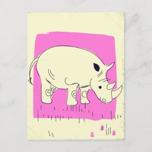 Vintager Rhino Cartoon Postkarte