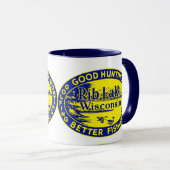 Vintager Rib Lake Wisconsin Tasse (VorderseiteRechts)