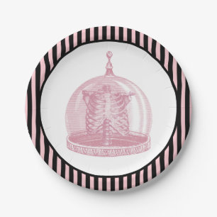 Vintager Ribcage in einer Cloche   Halloween Apoth Pappteller