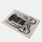 Vintager Riesen-Tintenfisch oder Oktopus, Meeresti Fußmatte (Schrägansicht)