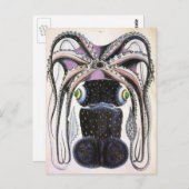 Vintager Riesen-Tintenfisch oder Oktopus, Meeresti Postkarte (Vorne/Hinten)