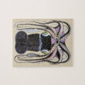 Vintager Riesenoktopus oder Tintenfisch, Meerestie Puzzle (Horizontal)